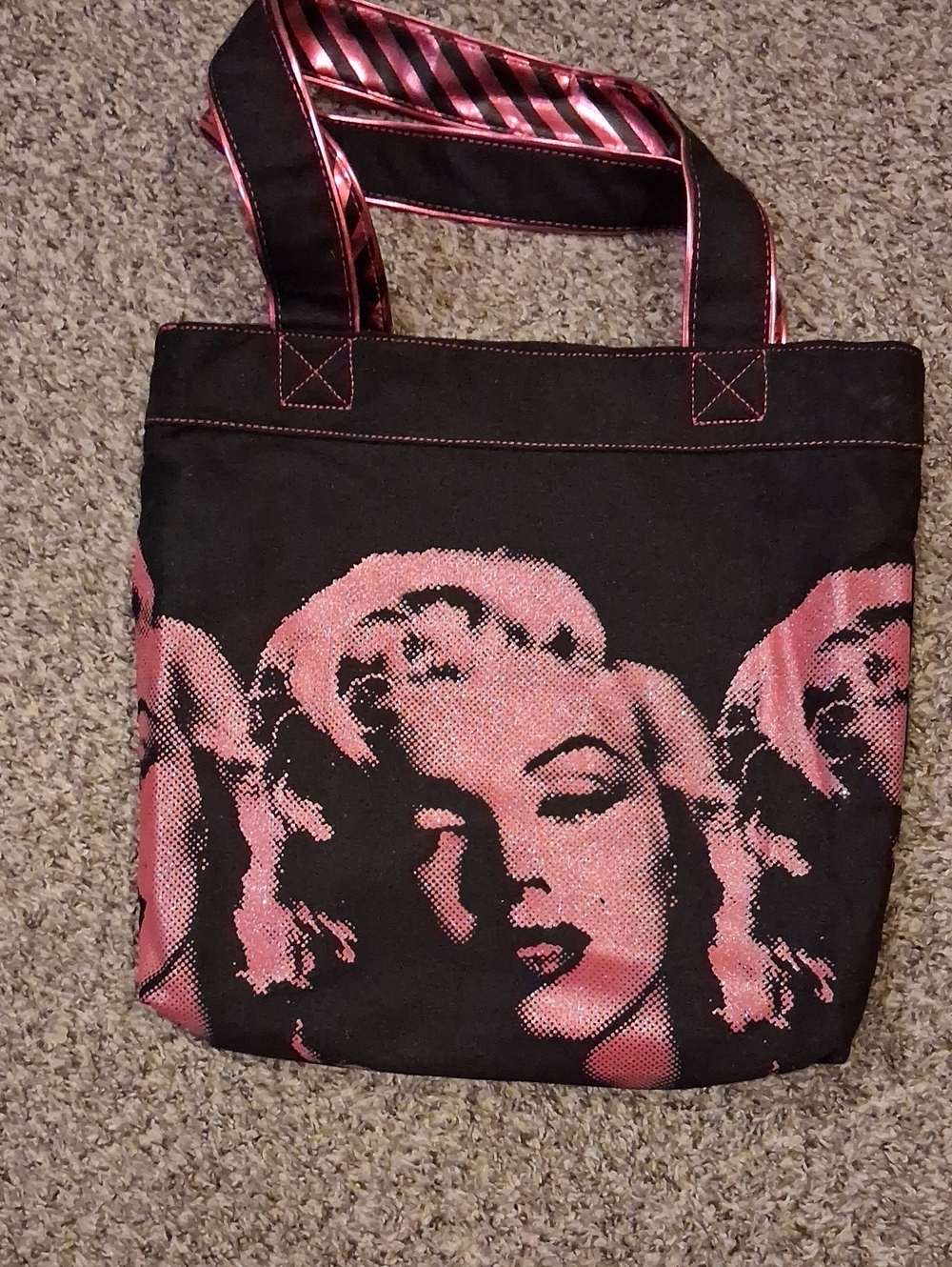 Marilyn Monroe Black and Pink Pop-Art Canvas Tote